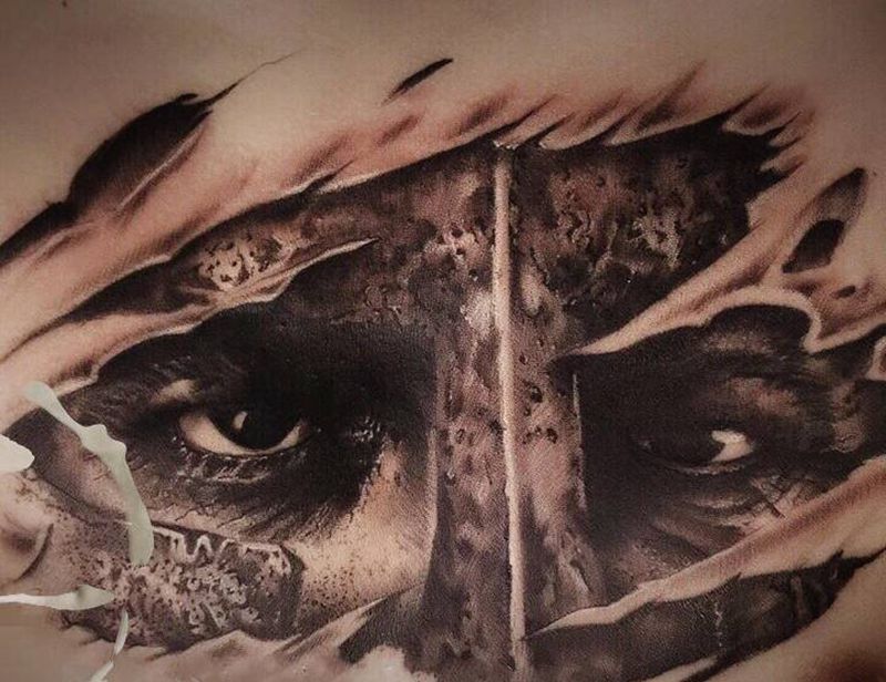 这是谁呀纹身图片_胸部纹身图案