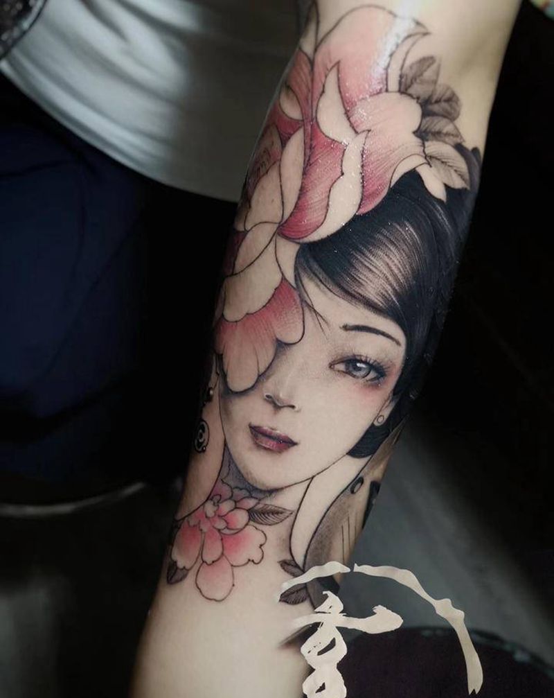 艺妓纹身图片_手臂纹身图案