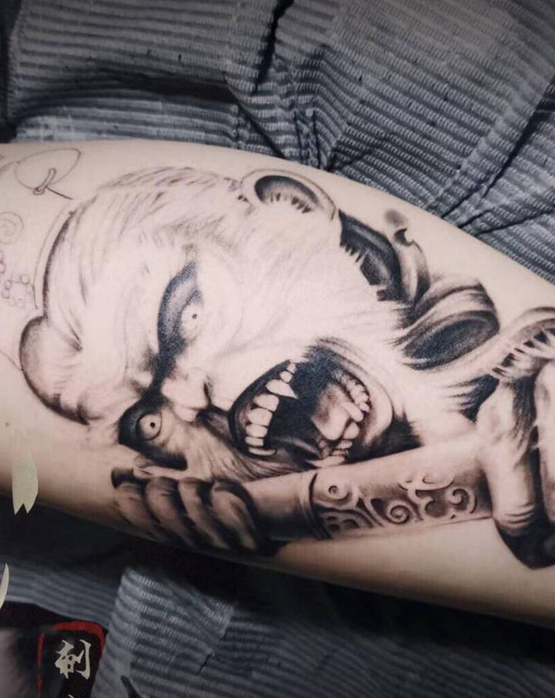 未完待续  猴子纹身图片_腿部纹身图案