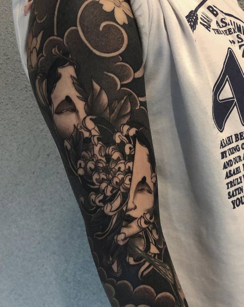 日式花臂来一个纹身图片_手臂手部老传统纹身图案