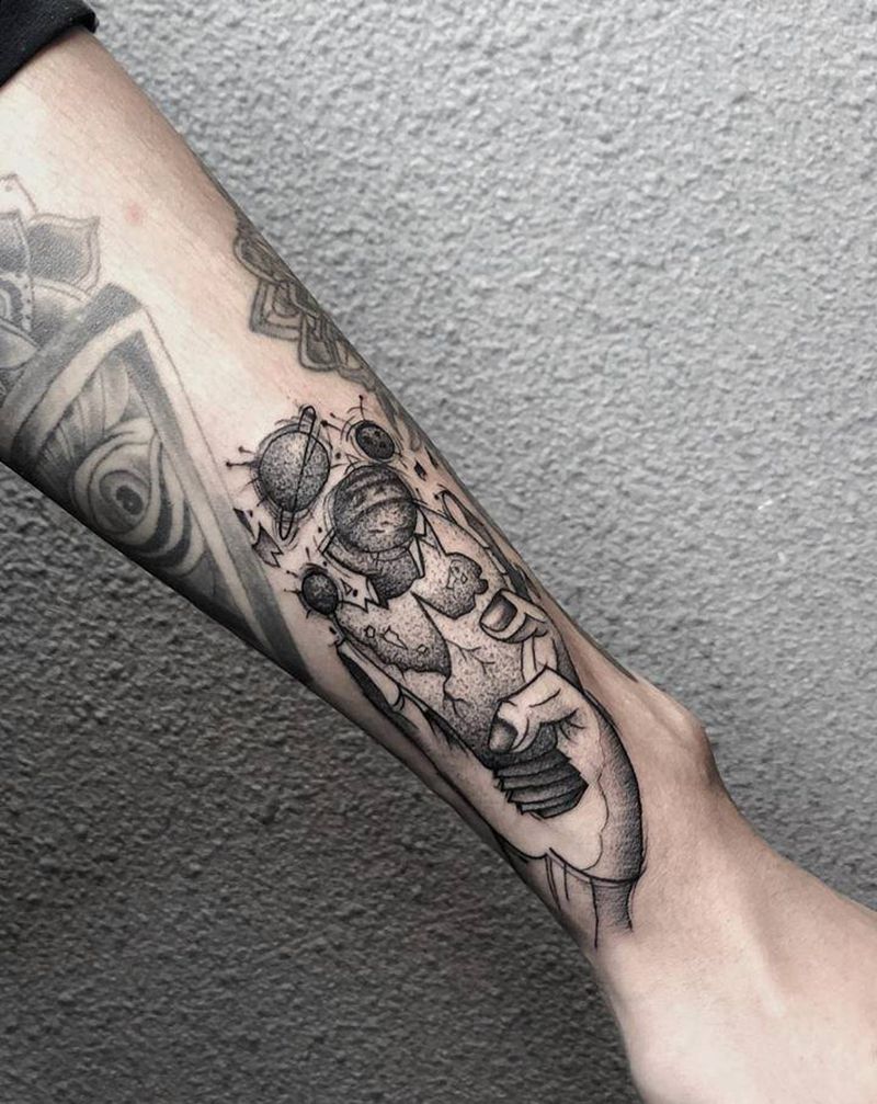 加个小图纹身图片_手臂手部点刺几何纹身图案