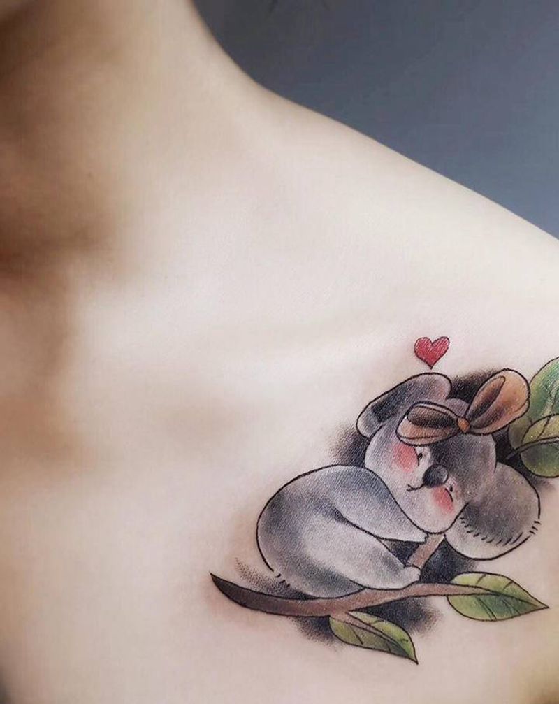 小考拉纹身图片_肩部纹身图案