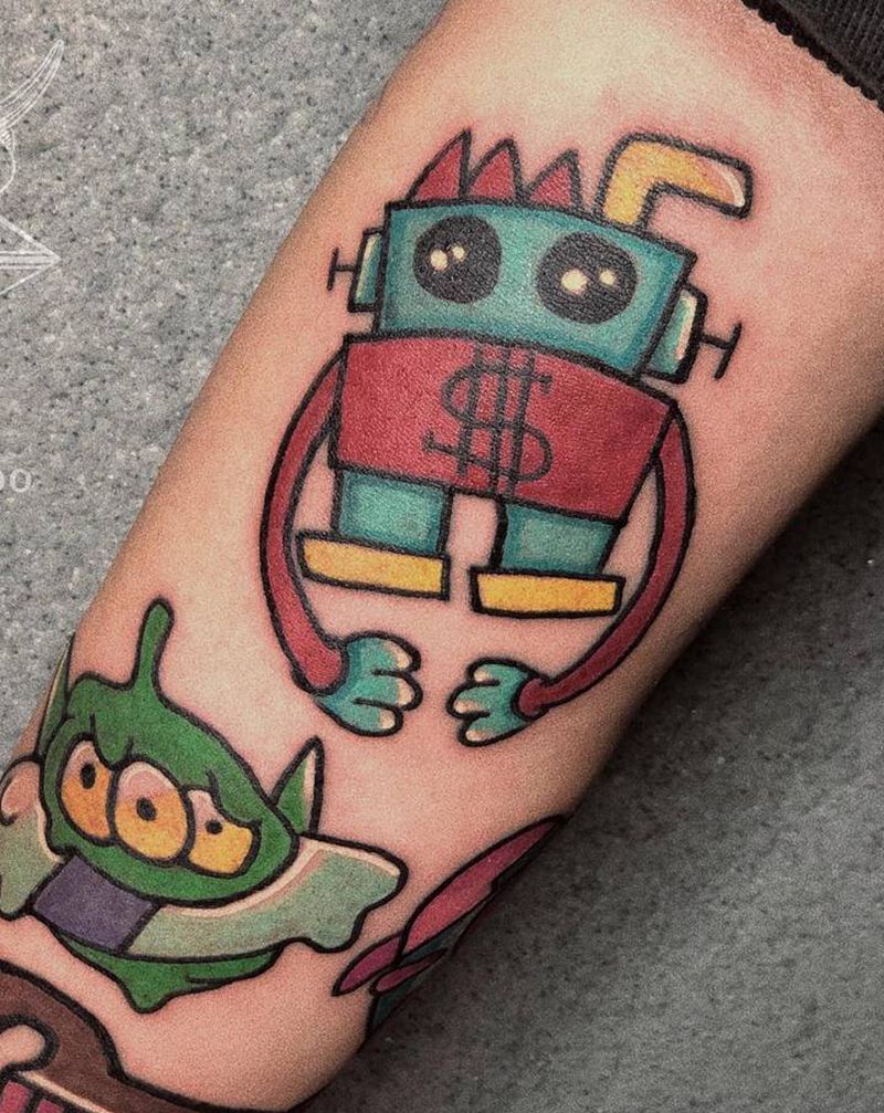 卡通主题花臂儿纹身图片_手部Old School卡通纹身图案