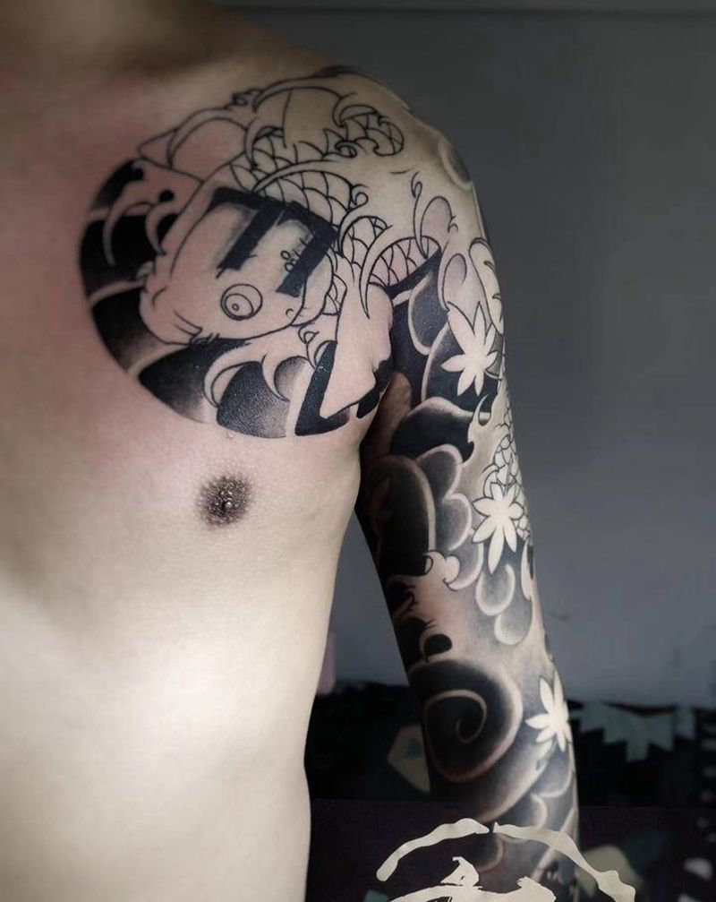 日式遮盖未完待续纹身图片_手臂纹身图案