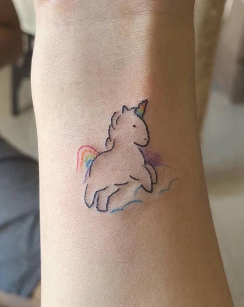 彩虹小马儿纹身图片_水彩纹身图案