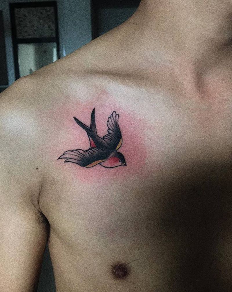 小燕子纹身图片_New School纹身图案