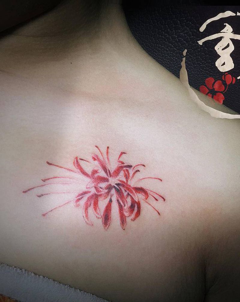 彼岸花小姐姐都喜欢纹身图片_肩部腿部纹身图案