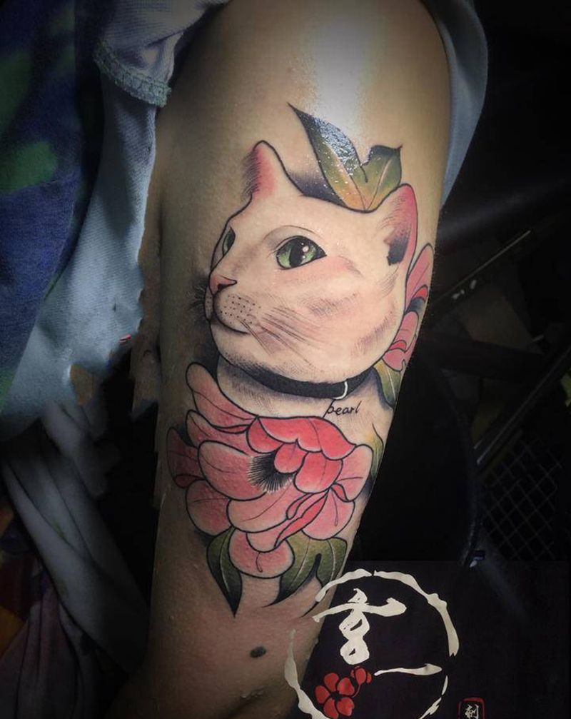 猫纹身图片_手臂纹身图案