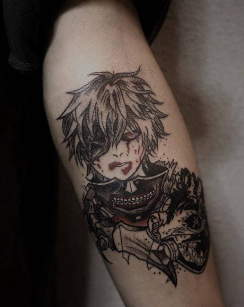 原创设计小金木呀纹身图片_手臂New School点刺纹身图案