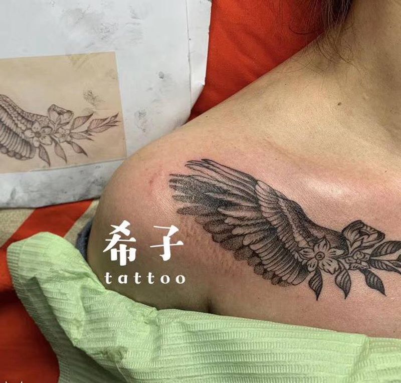 翅膀～纹身图片_肩部纹身图案