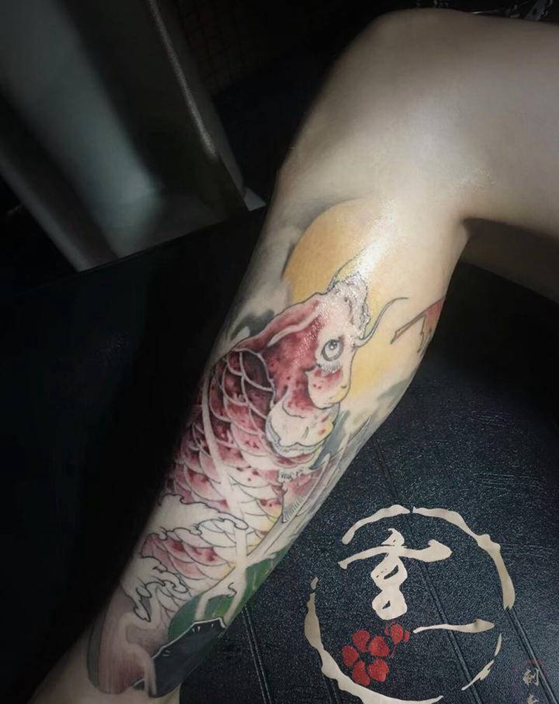 未完待续纹身图片_腿部纹身图案