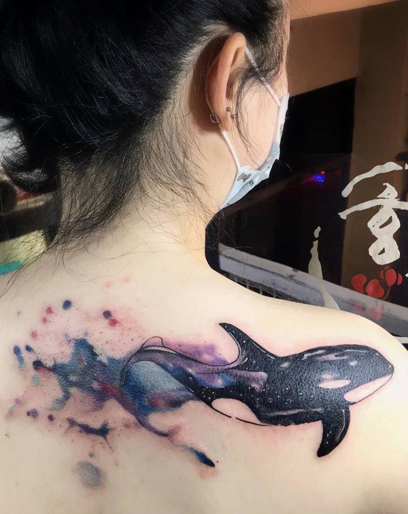 泼墨遮盖纹身图片_背部纹身图案