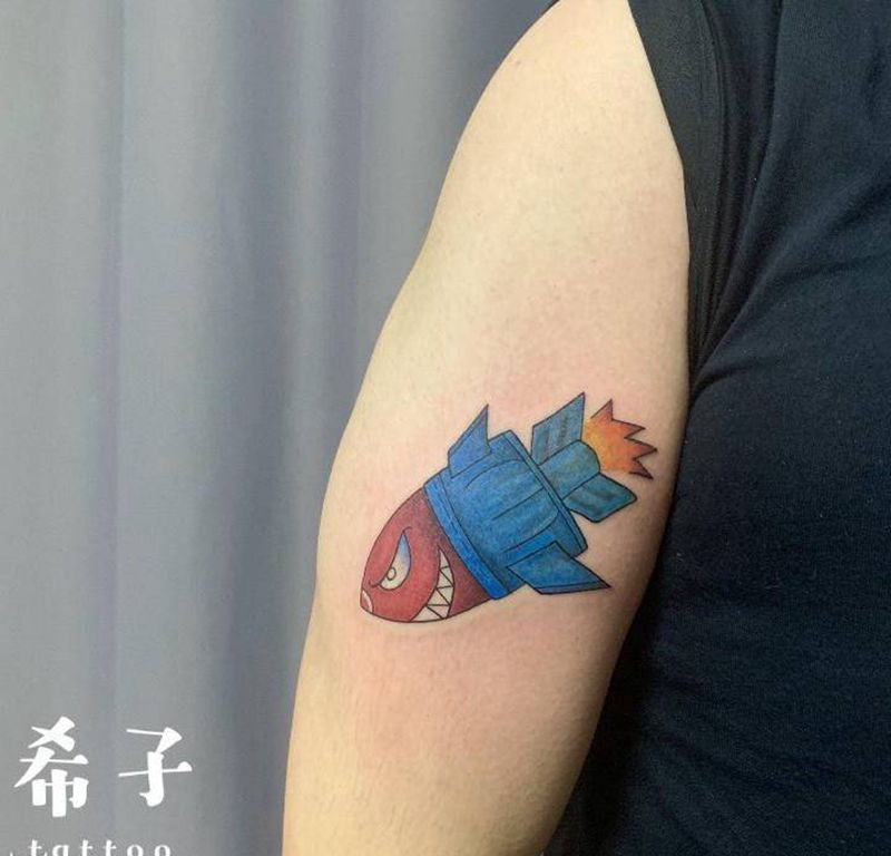 鲨鱼导弹纹身图片_手臂纹身图案