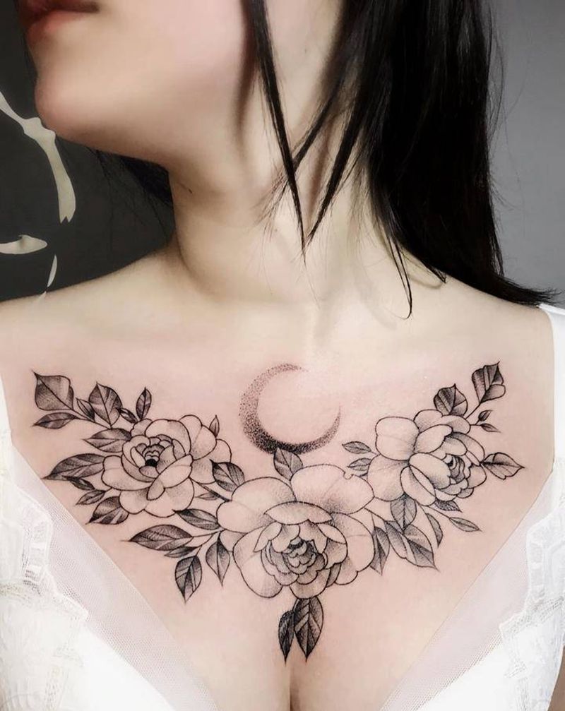 花花2枚纹身图片_胸部纹身图案