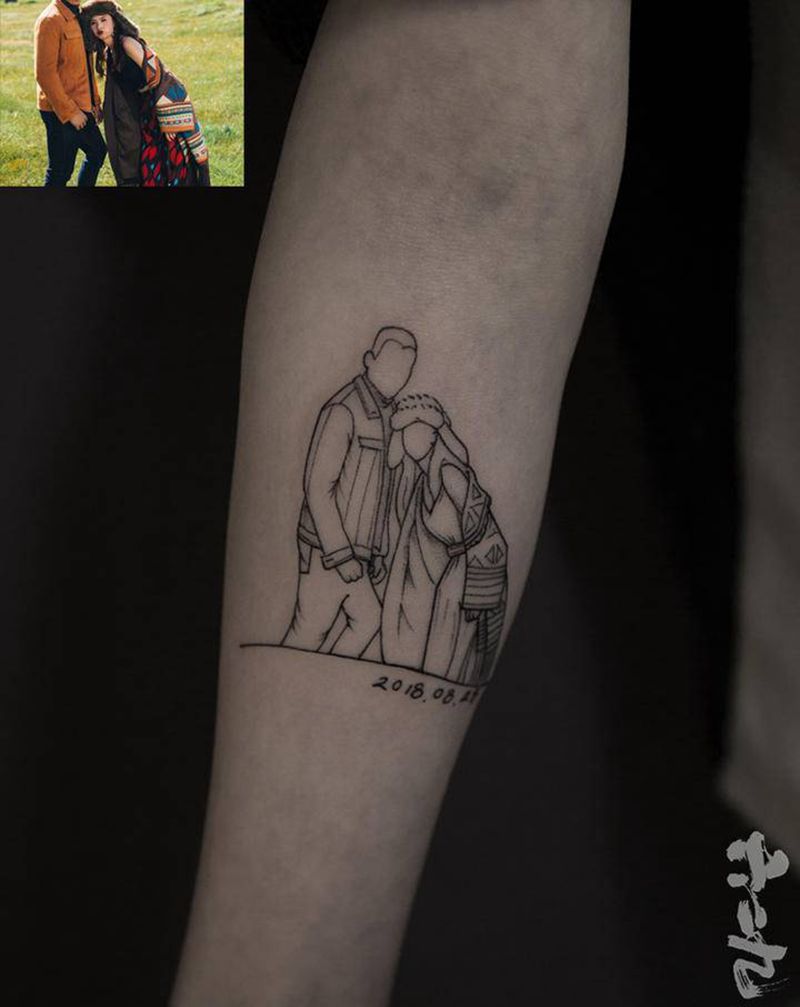 原创简笔照片纹身图片_手臂几何纹身图案