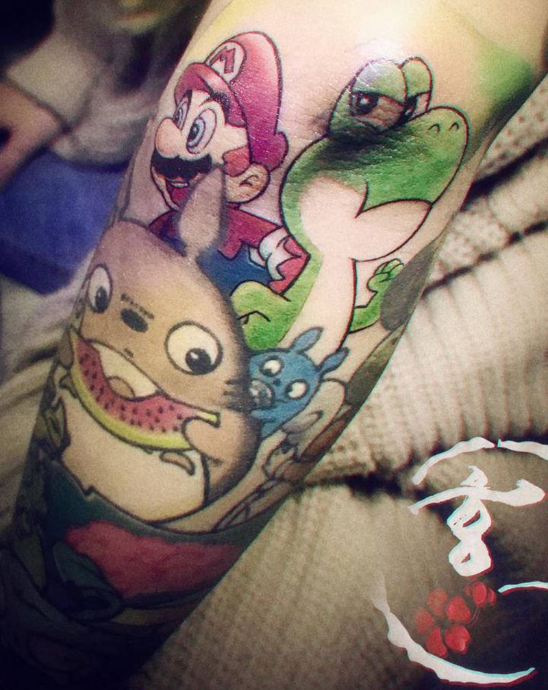 荧光小卡通纹身纹身图片_手臂纹身图案