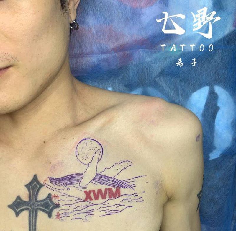 遮盖一枚纹身图片_胸部纹身图案