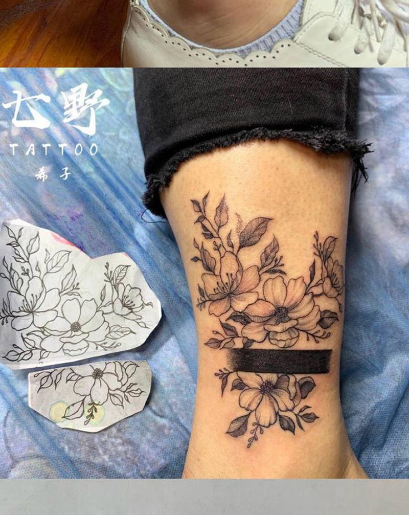 遮盖原创设计纹身图片_腿部纹身图案