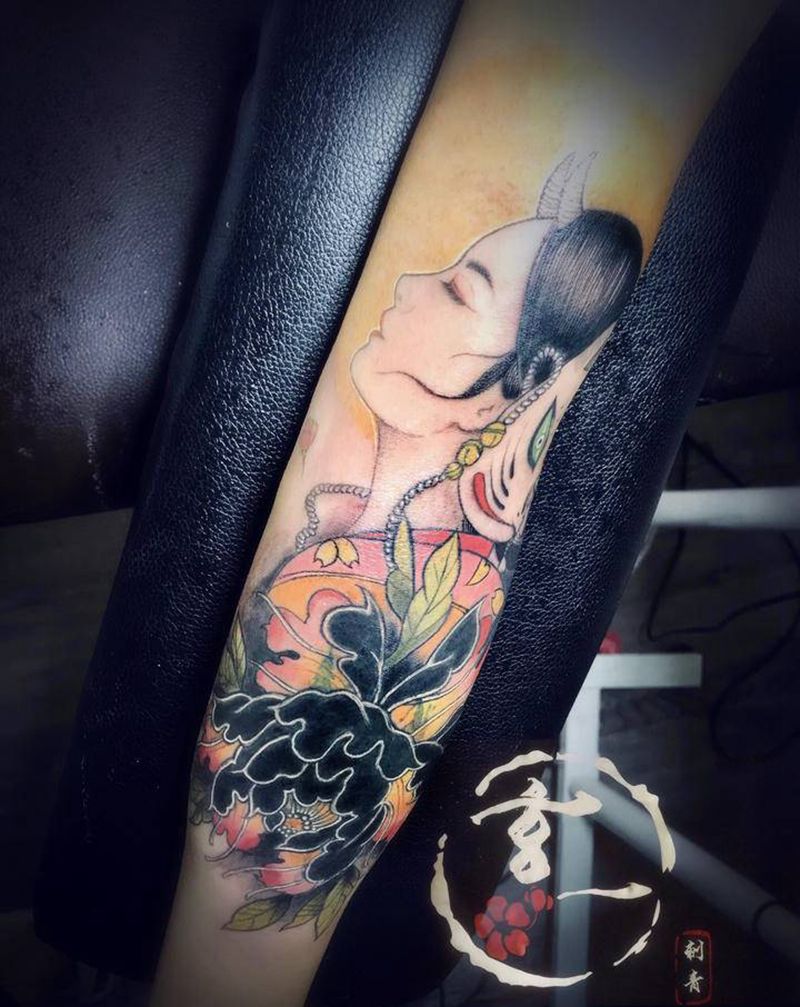 艺妓遮盖纹身图片_手臂纹身图案