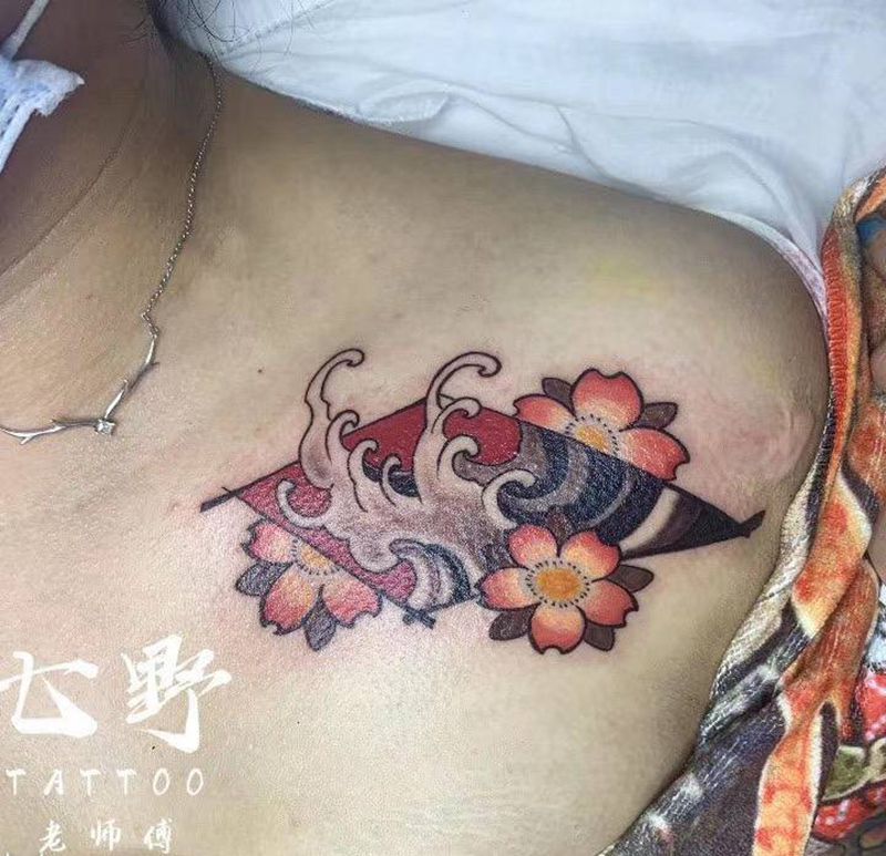 日式纹身图片_肩部老传统纹身图案