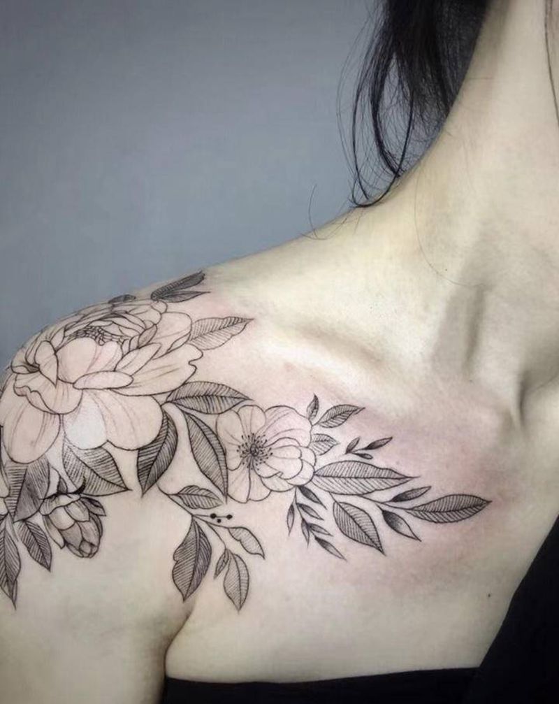 一堆全是素花纹身图片_手臂纹身图案