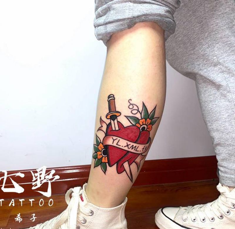 old school纹身图片_腿部Old School纹身图案