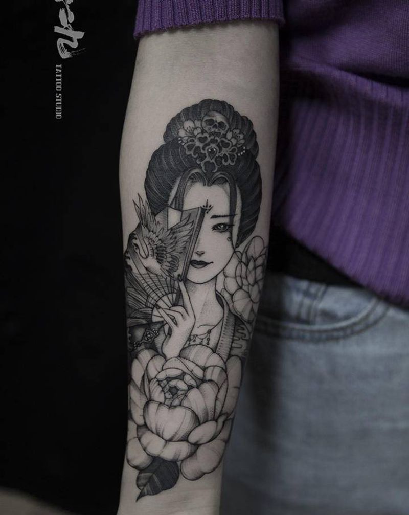 艺妓纹身图片_手臂纹身图案