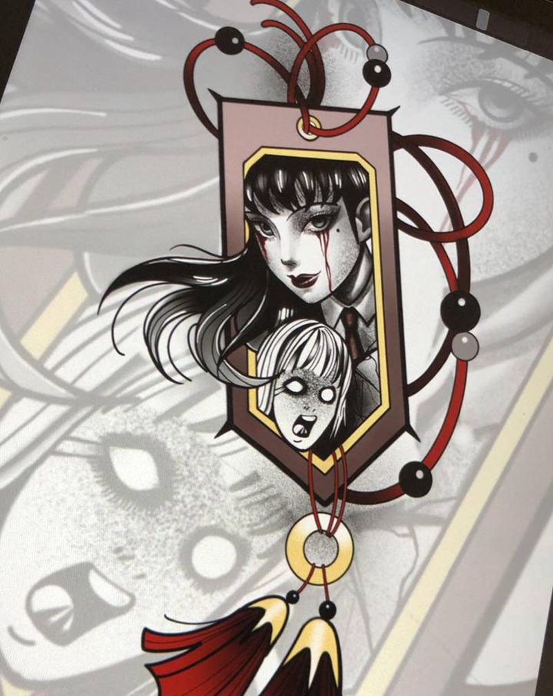 动漫御守之星富江纹身图片_手臂New School纹身图案