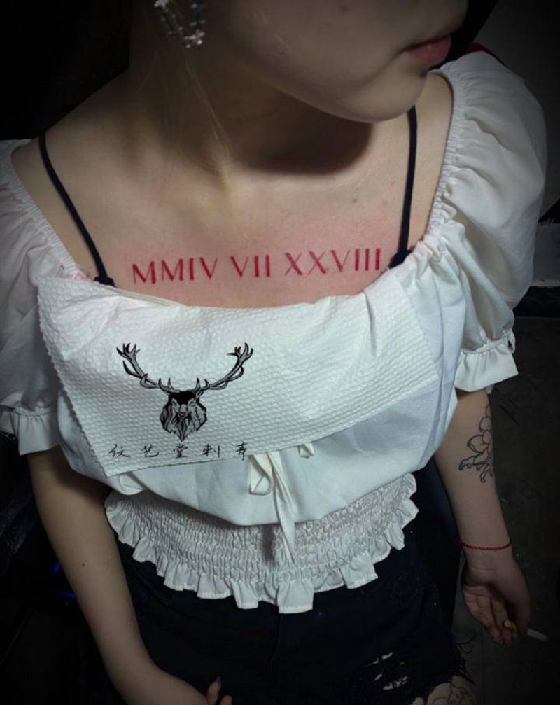 英文纹身图片_胸部纹身图案