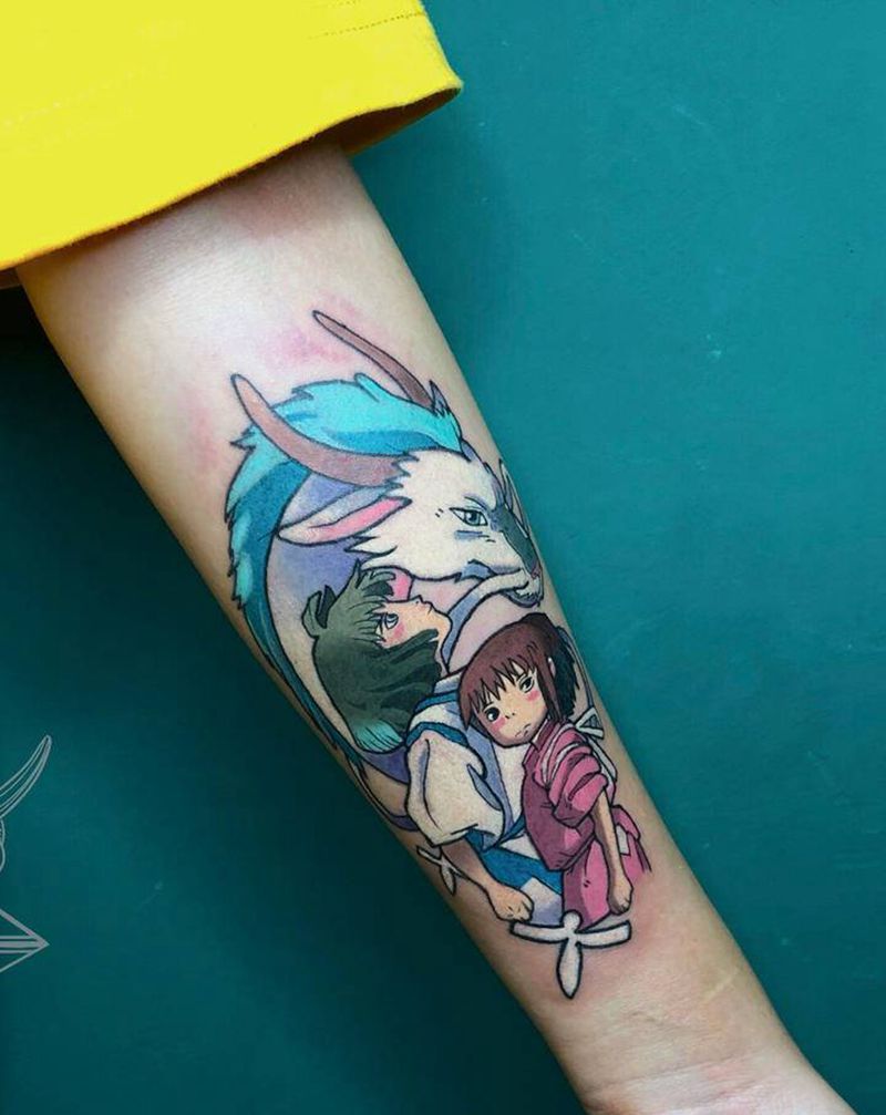 宫崎骏动画千与千寻纹身图片_手臂New School纹身图案