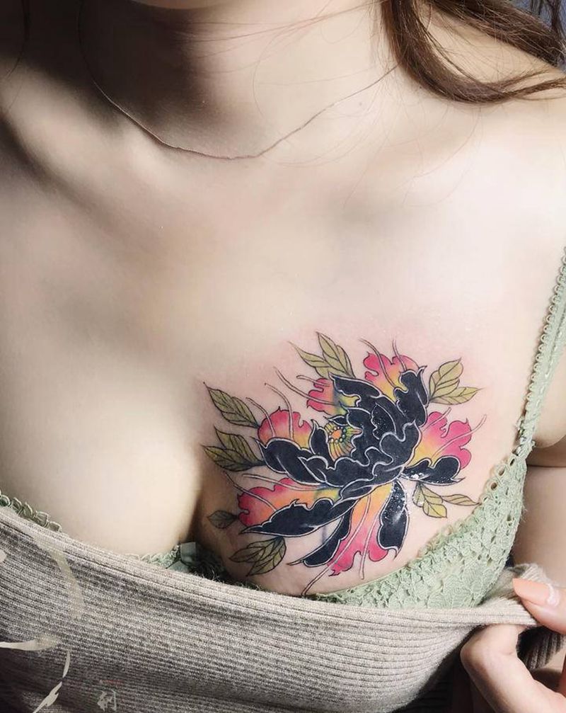 旧纹身遮盖纹身图片_胸部纹身图案