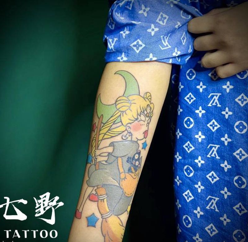 美少女纹身图片_手臂纹身图案