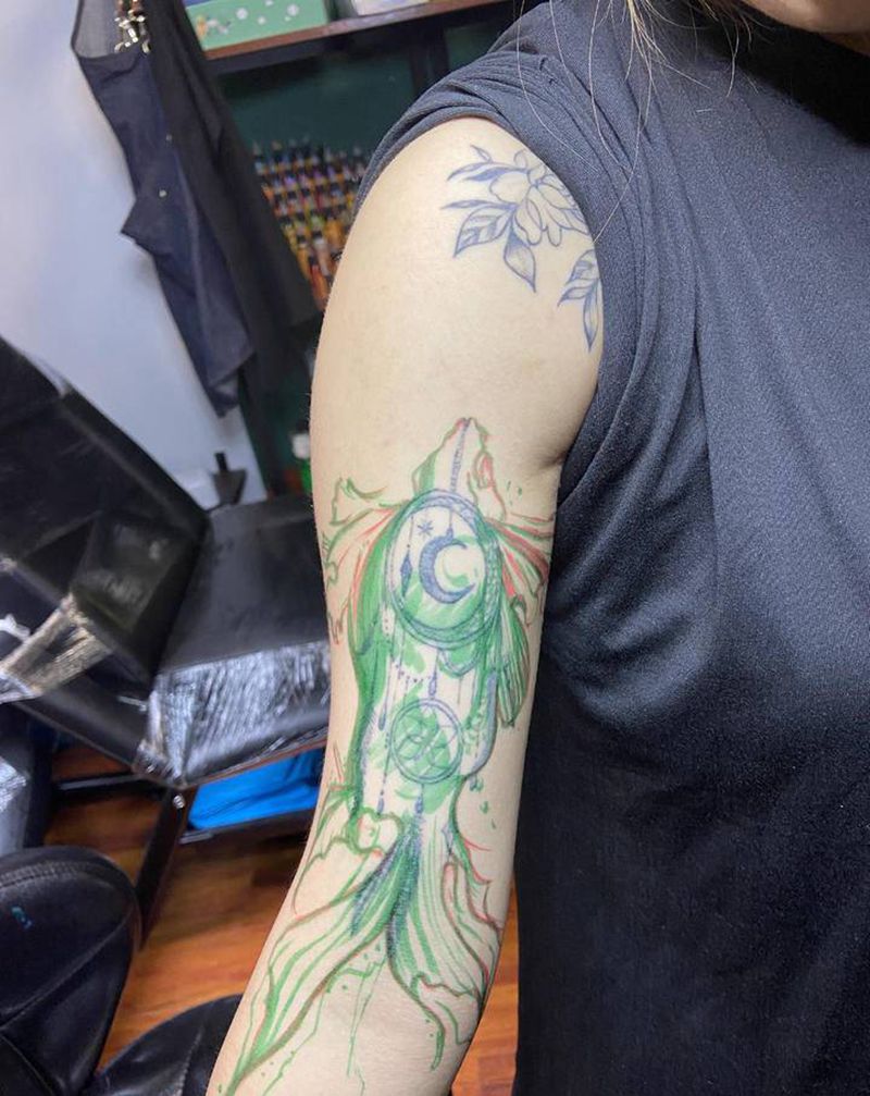 遮盖纹身图片_手臂水墨纹身图案