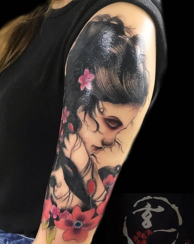 暗黑系遮盖一枚纹身图片_手臂纹身图案