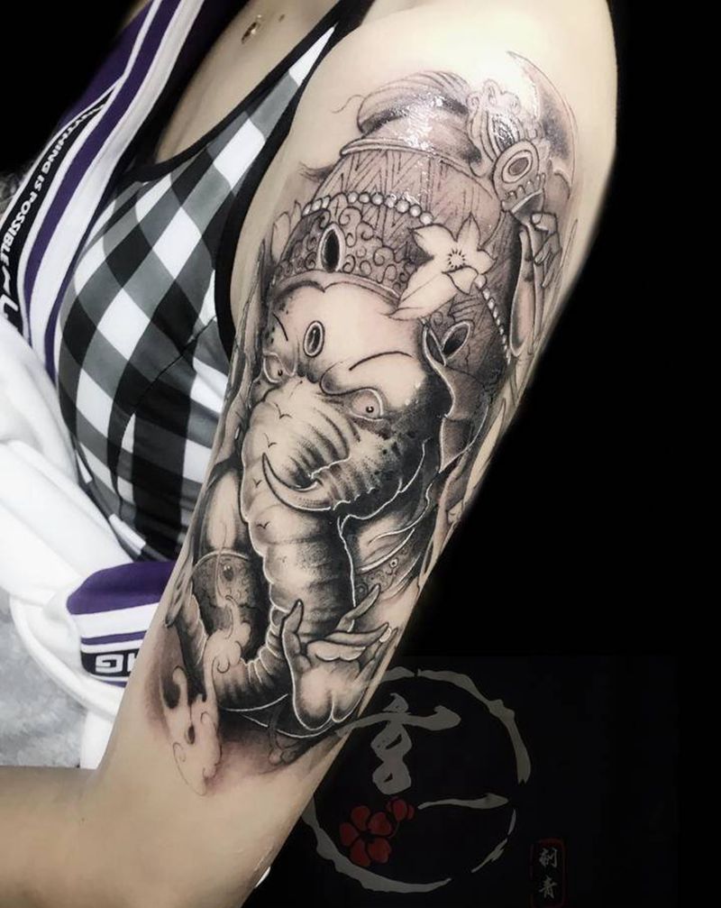 象神纹身图片_手臂纹身图案