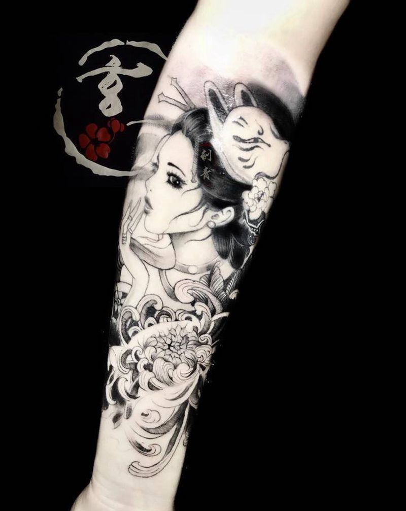 艺妓纹身图片_手臂纹身图案