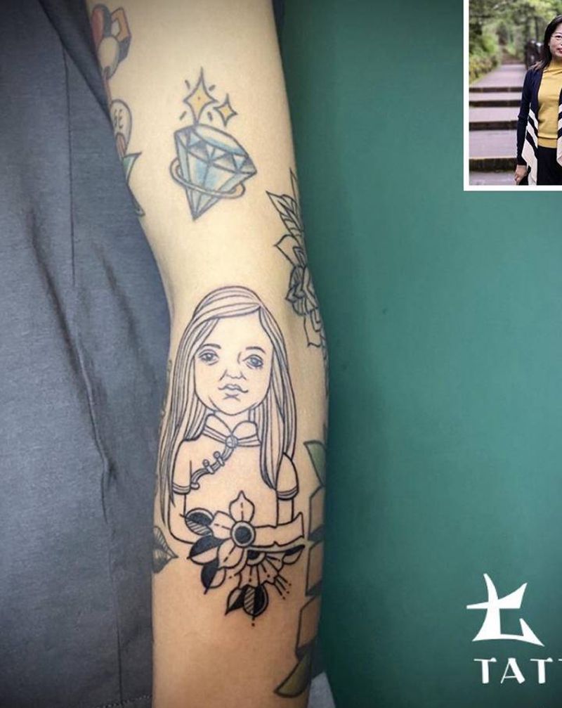 设计头像old school纹身图片_手臂Old School纹身图案