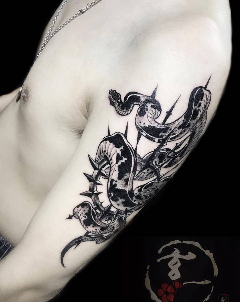 蛇 内含隐秘设计纹身图片_手臂纹身图案