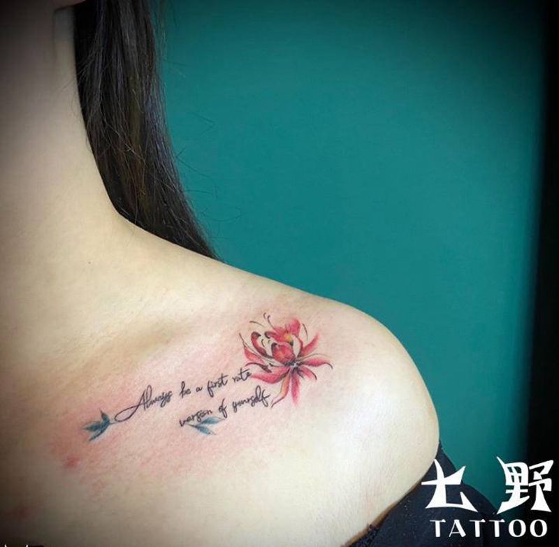 彼岸花开纹身图片_肩部纹身图案