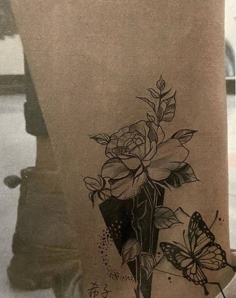 遮盖纹身图片_腿部纹身图案