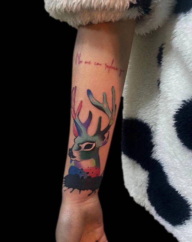 遮盖前任纹身图片_手臂水彩纹身图案