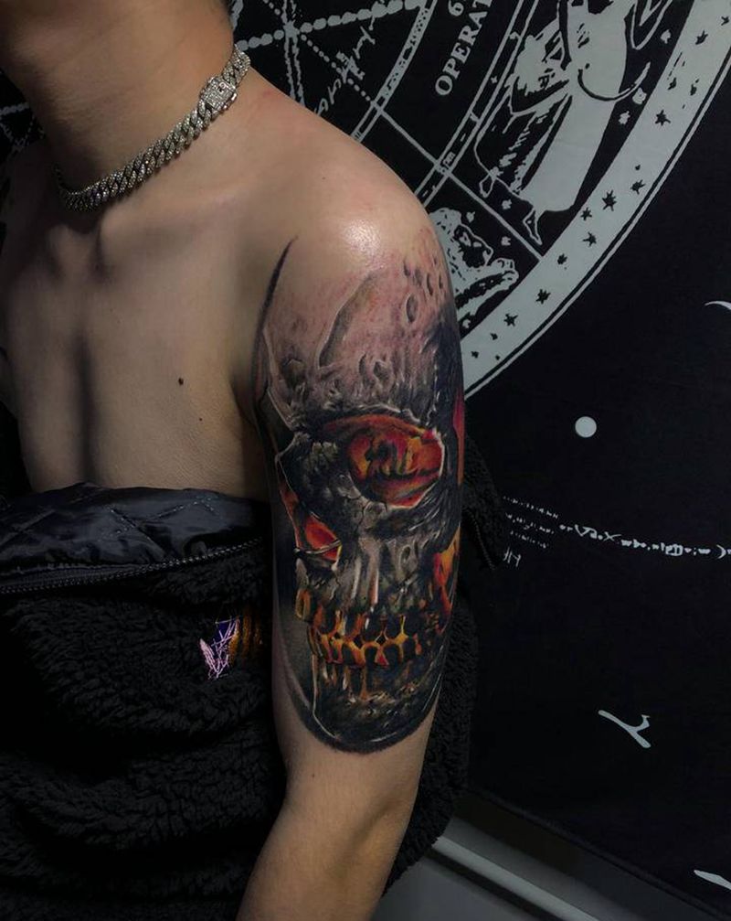 骷髅纹身图片_手部纹身图案