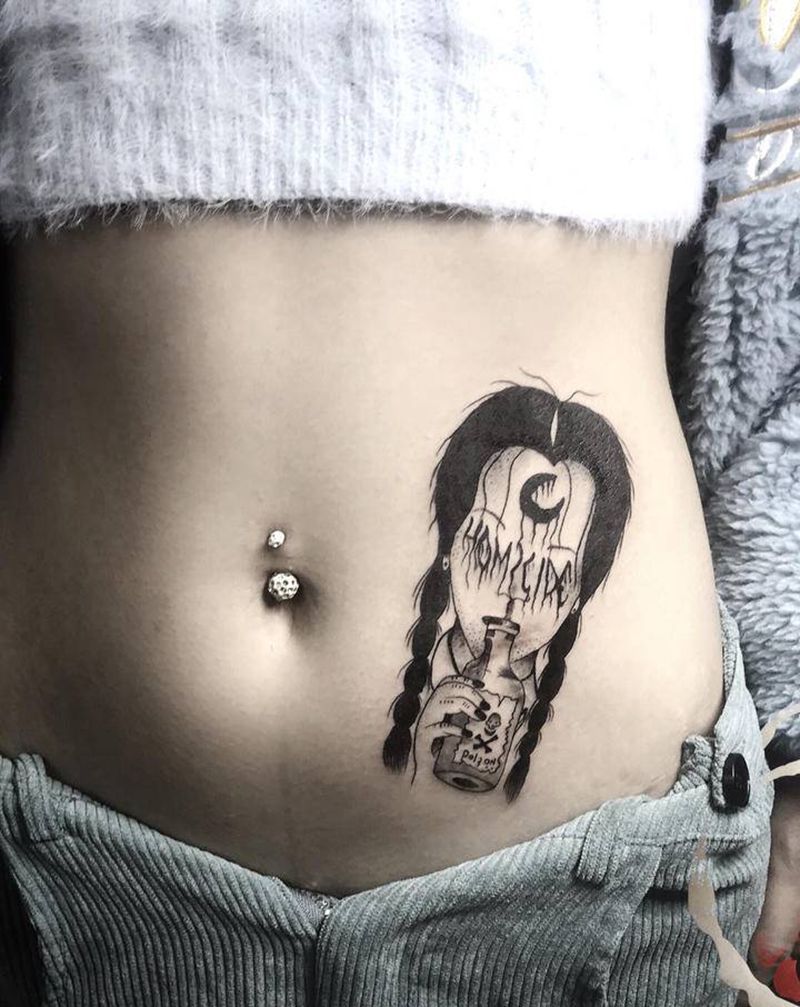 脖子酸爽纹身图片_颈部纹身图案