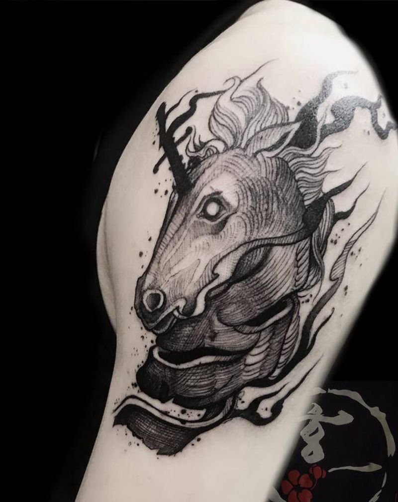 马儿纹身图片_手臂纹身图案