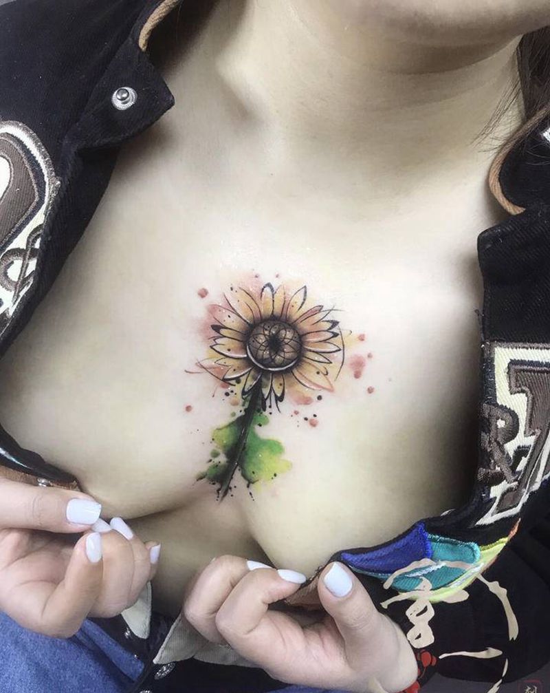 遮盖纹身图片_胸部纹身图案