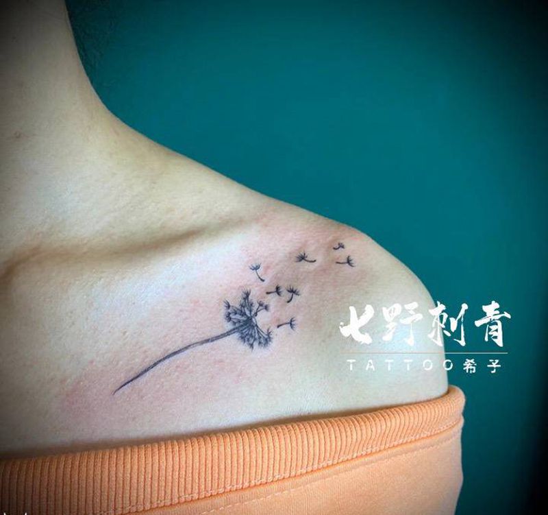 蒲公英的约定纹身图片_肩部纹身图案
