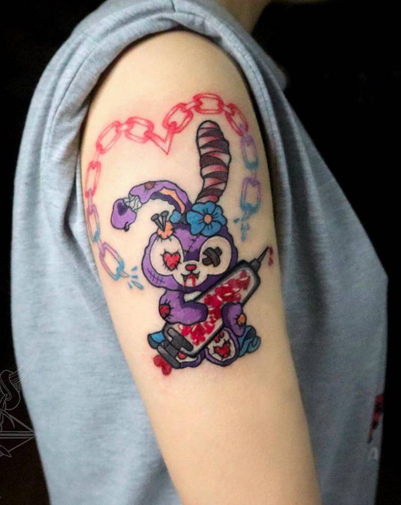 黑化星黛露纹身图片_手臂New School纹身图案