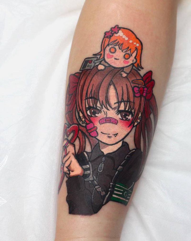 花井黑子来啦 ，还是遮盖纹身图片_手臂New School纹身图案