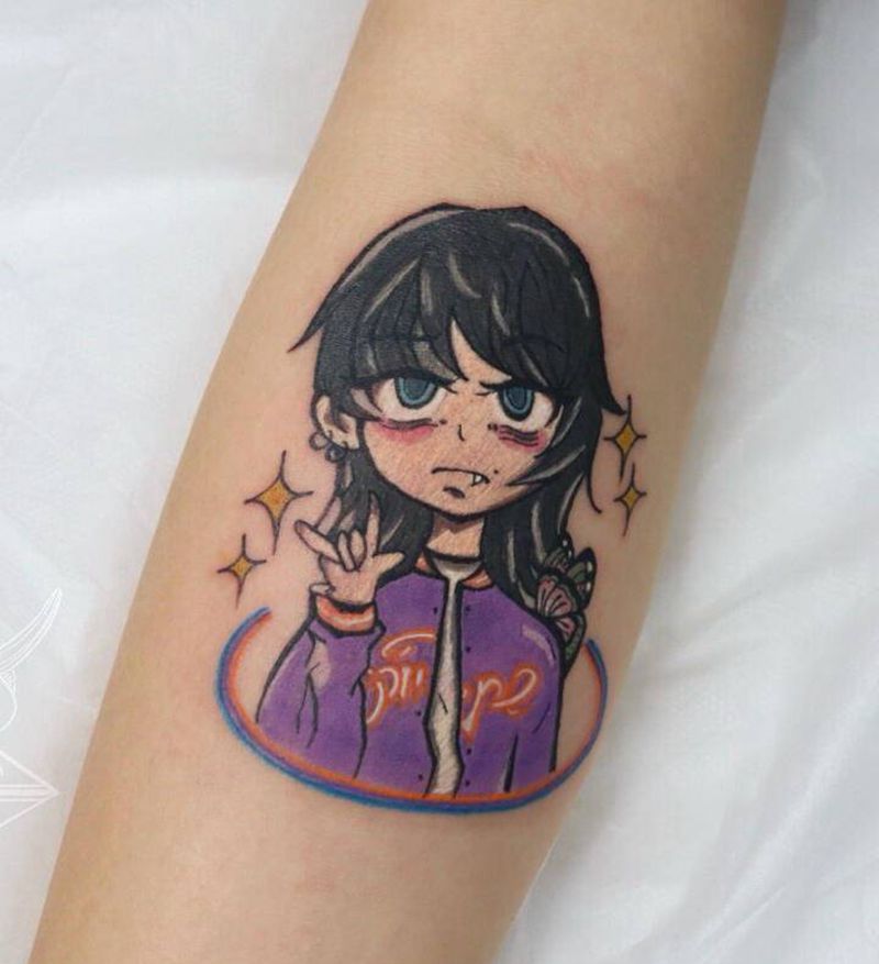 根据客人发的插画设计纹身图片_手臂New School纹身图案