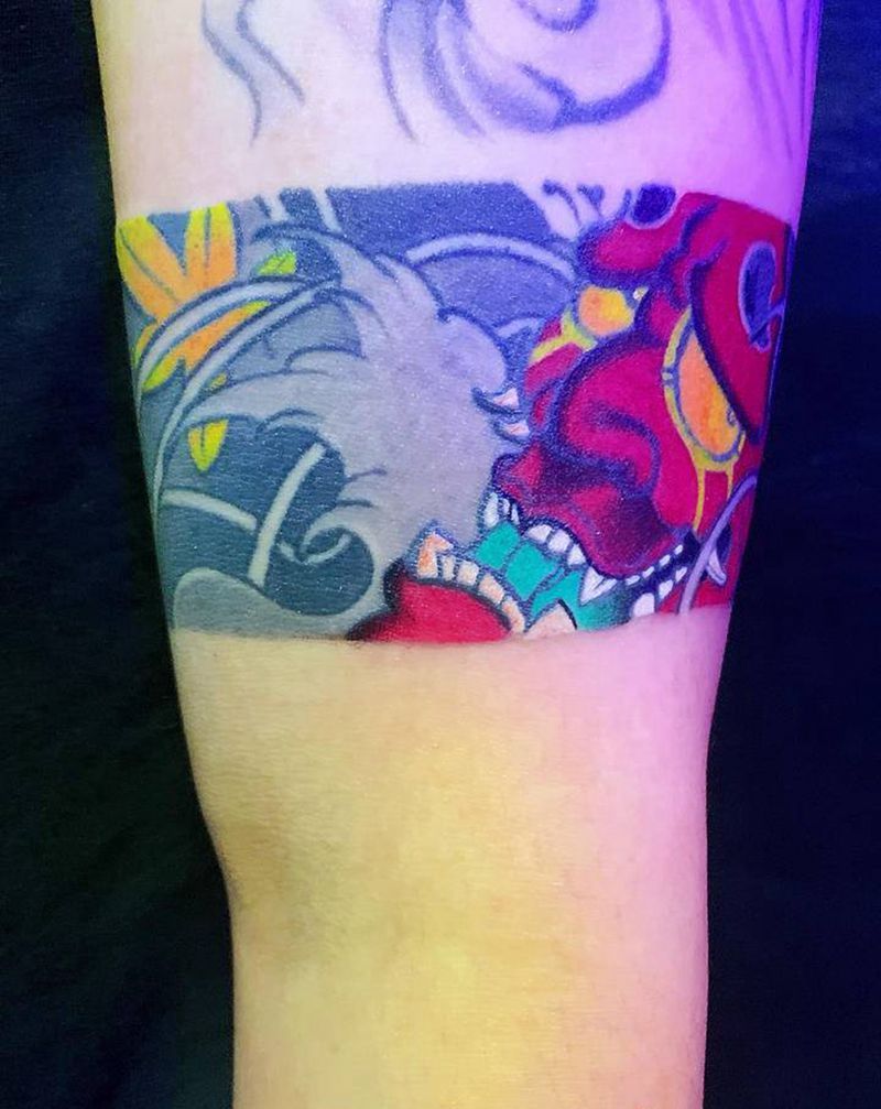 客人自带臂环手稿纹身图片_手臂新传统老传统纹身图案